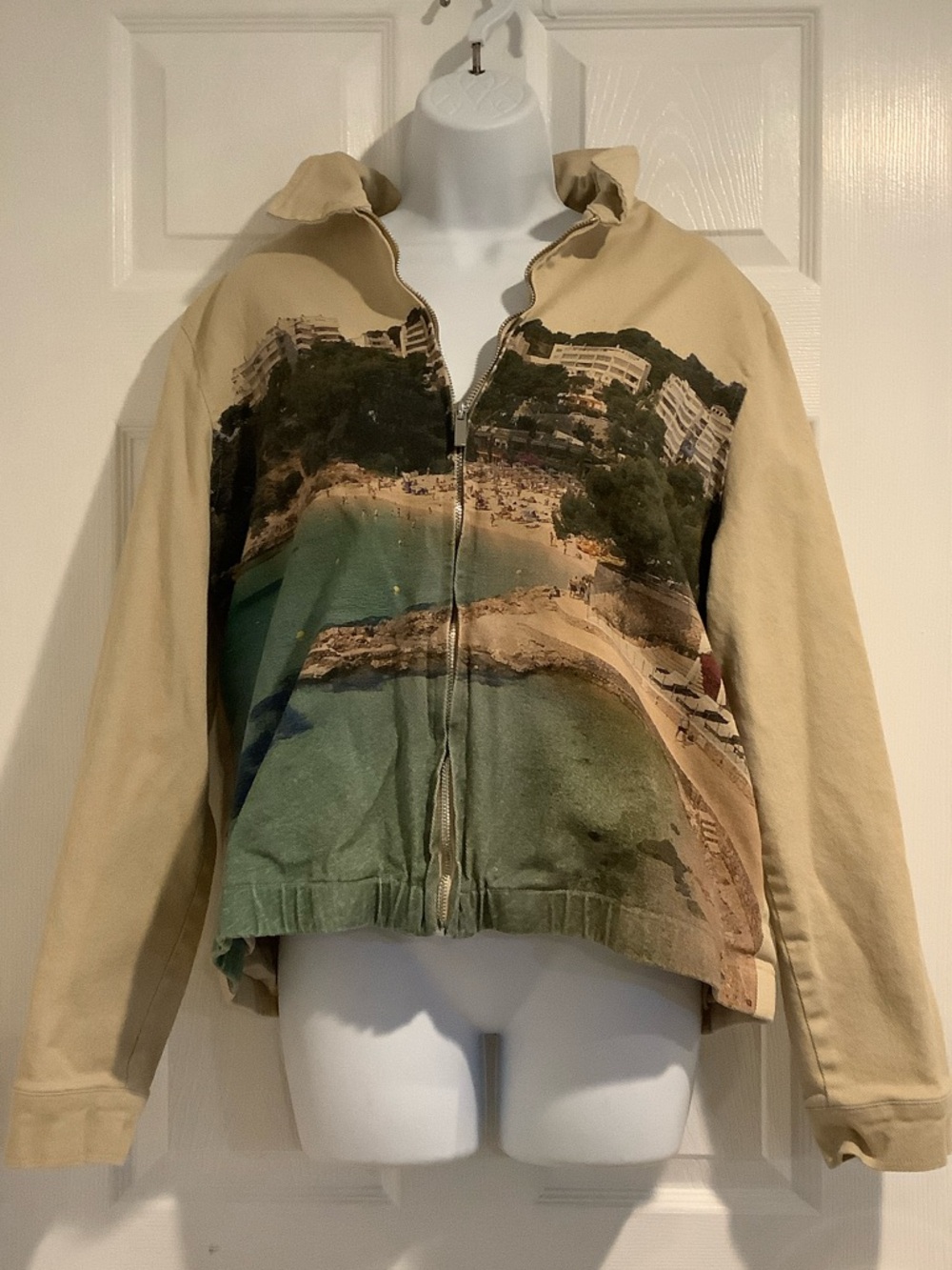 AKIRA 100% Cotton Puro Beach Canvas Eclectic Unique Euro Fall Bomber Jacket XL